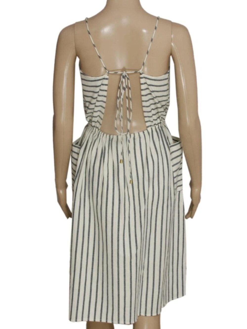 Free People Striped Printed Cross Tie Back Casual Tunic Dress XS